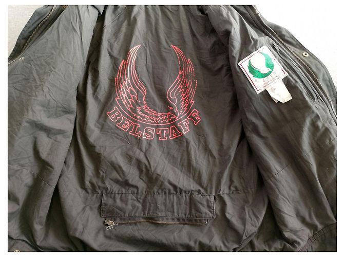 Belstaff Aquatex Lederbesatz Nylon Motorrad Biker Jacke, Größe L Schwarz - Ansicht 6