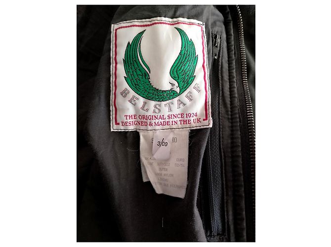 Belstaff Aquatex Lederbesatz Nylon Motorrad Biker Jacke, Größe L Schwarz - Ansicht 7