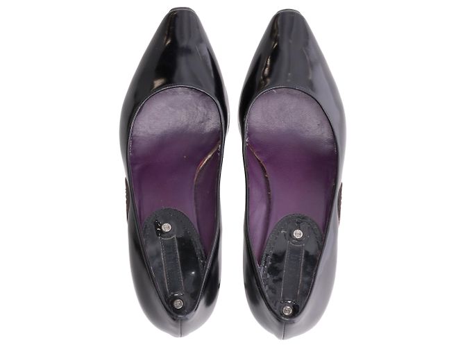 Céline Zapatos de tacón kitten de punta almendrada en cuero negro Celine - vista 12