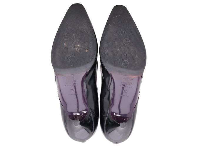 Céline Zapatos de tacón kitten de punta almendrada en cuero negro Celine - vista 13
