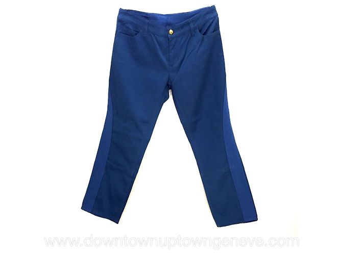 Pantaloni Capri Louis Vuitton in denim blu brillante - vista 6
