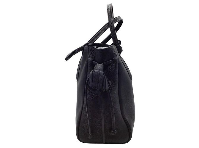 Borsa a tracolla in pelle nera Longchamp Penelope con nappina e coulisse Nero - vista 2