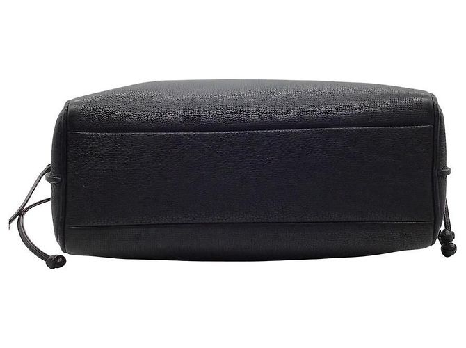 Borsa a tracolla in pelle nera Longchamp Penelope con nappina e coulisse Nero - vista 6
