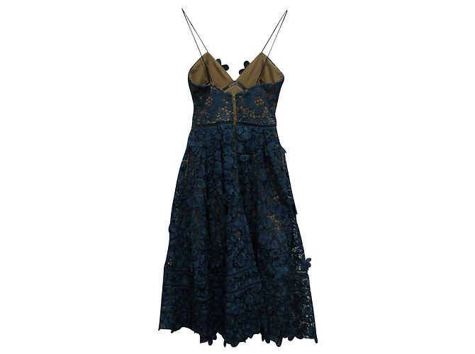 Self portrait Blaue Spitzen-Cocktailkleid - Ansicht 3