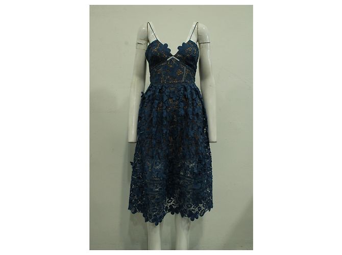 Self portrait Blaue Spitzen-Cocktailkleid - Ansicht 7