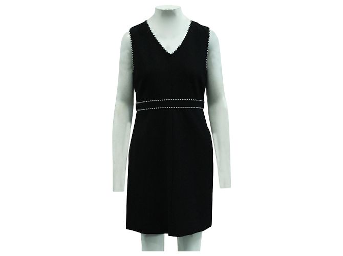 Diane Von Furstenberg Vestido negro con detalle en V - vista 2