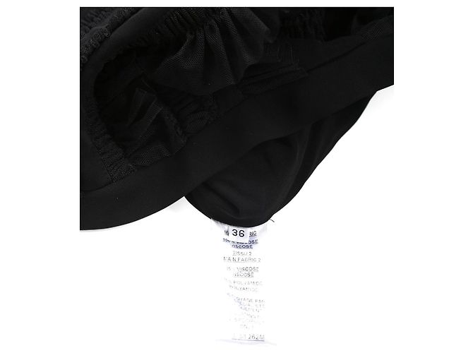 Vestido mini preto de viscose Balmain com babados de tule, decote em V e mangas longas - vista 5