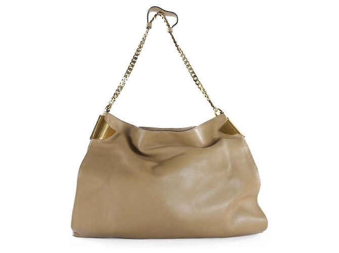 Borsa a spalla grande in pelle di agnello beige Gucci 1970 - vista 2