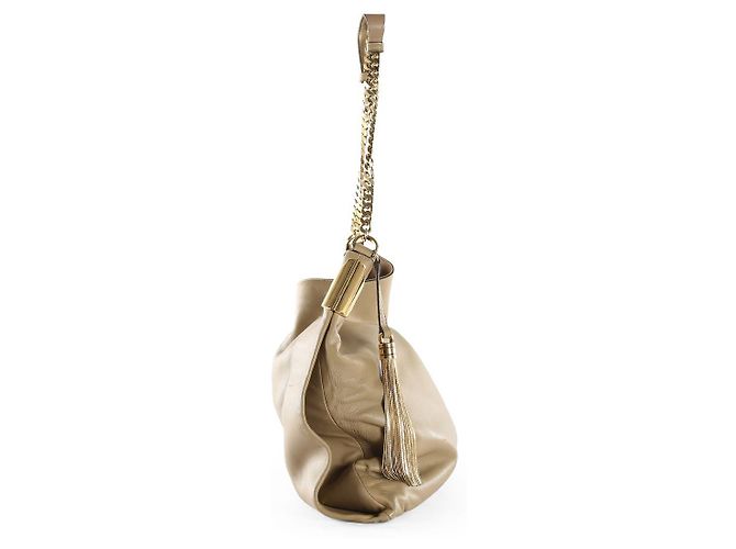 Borsa a spalla grande in pelle di agnello beige Gucci 1970 - vista 4