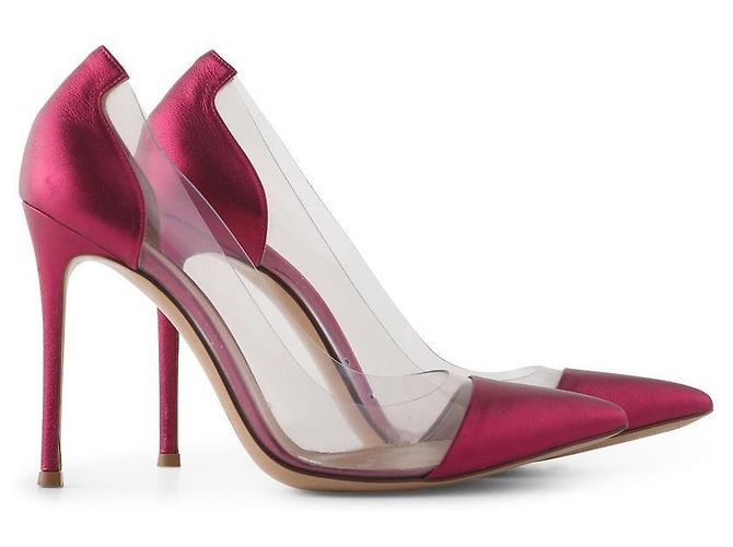 Pumps in pelle e PVC rosa metallico Gianvito Rossi - vista 4