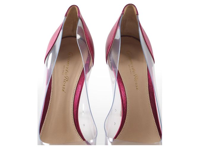 Pumps in pelle e PVC rosa metallico Gianvito Rossi - vista 6