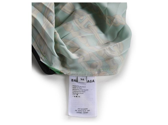 Falda midi plisada de poliéster impresa con cadenas verde/dorada de Balenciaga - vista 4