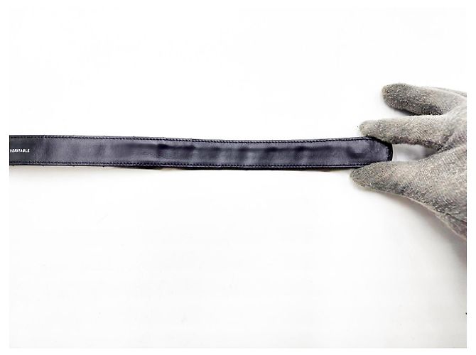 Chanel Vintage Chocolate Bar Turnlock Leather Belt Silver Hardware Black - view 15