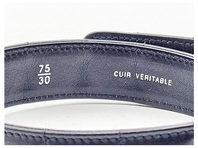 Chanel Vintage Chocolate Bar Turnlock Leather Belt Silver Hardware Black - view 3