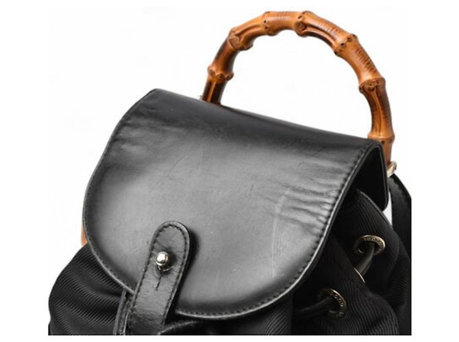 Zaino Gucci Bamboo in pelle nera Nero - vista 6