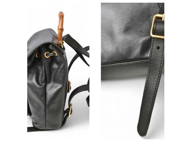 Gucci Bamboo Leder Rucksack Schwarz - Ansicht 4