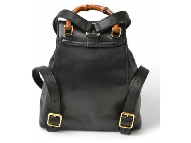 Gucci Bamboo Leder Rucksack Schwarz - Ansicht 7