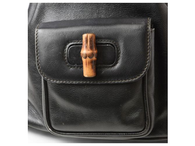Gucci Bamboo Leder Rucksack Schwarz - Ansicht 9