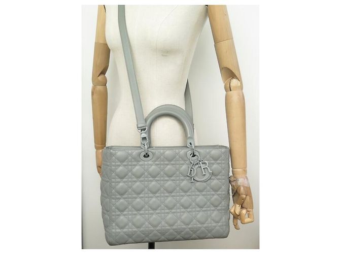 BORSA A MANO CHRISTIAN DIOR LADY LARGE ULTRAMAT GRIGIA CON TRACOLLA Grigio - vista 8