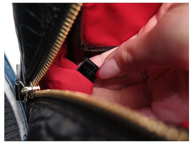 BOLSA DE MÃO LANCEL ADJANI A03374 COURO ESTILO CROCO PRETO - vista 11