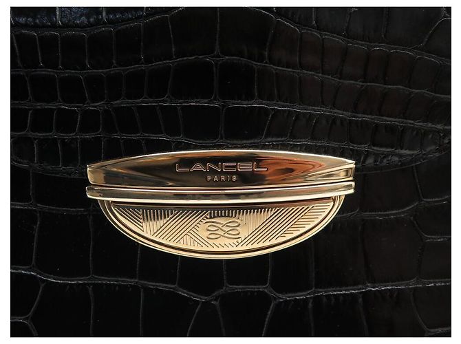 BOLSA DE MÃO LANCEL ADJANI A03374 COURO ESTILO CROCO PRETO - vista 6