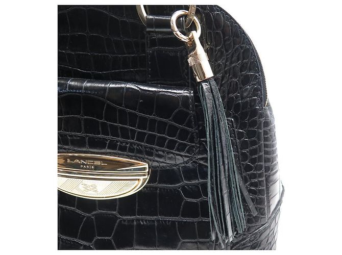 BOLSA DE MÃO LANCEL ADJANI A03374 COURO ESTILO CROCO PRETO - vista 7