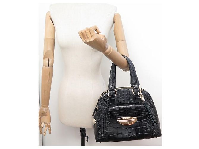 BOLSA DE MÃO LANCEL ADJANI A03374 COURO ESTILO CROCO PRETO - vista 8