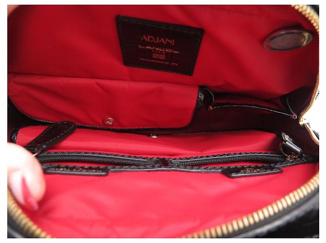 BOLSA DE MÃO LANCEL ADJANI A03374 COURO ESTILO CROCO PRETO - vista 9