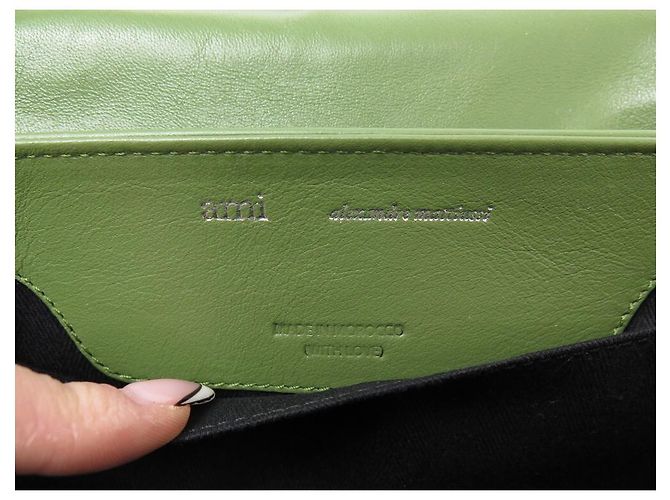 NUOVO BORSO A MANO AMI PARIS VOULEZ VOUS ULL163 BORSA A SPALLA IN PELLE VERDE - vista 10