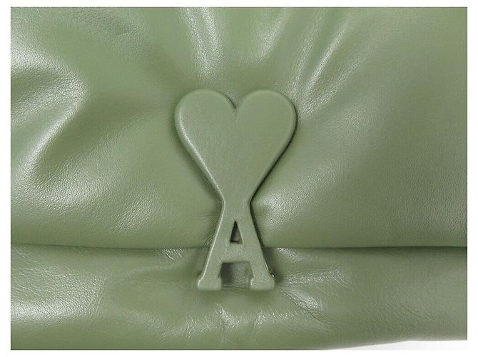 NUOVO BORSO A MANO AMI PARIS VOULEZ VOUS ULL163 BORSA A SPALLA IN PELLE VERDE - vista 6