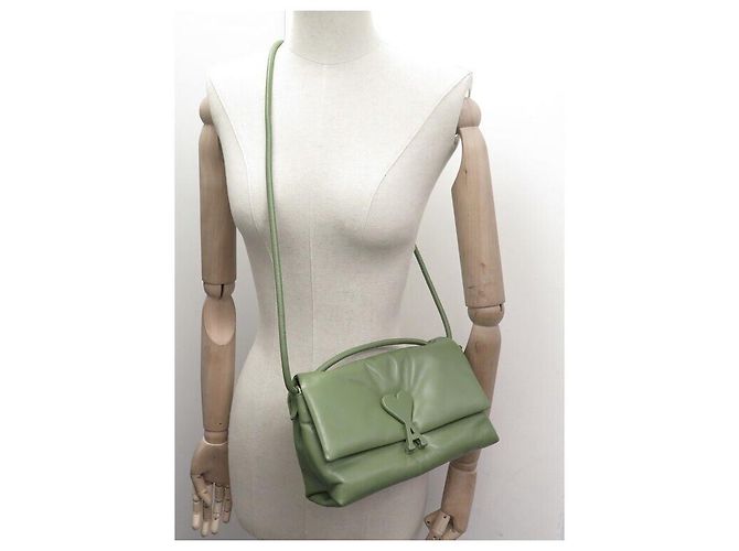 NUOVO BORSO A MANO AMI PARIS VOULEZ VOUS ULL163 BORSA A SPALLA IN PELLE VERDE - vista 7
