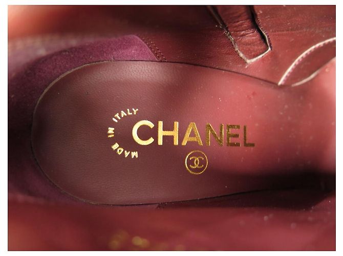 NUOVE STIVALI BICOLOR CHANEL G29228 39.5 BORDEAUX NERO - vista 8