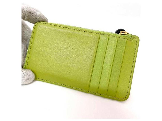 Loewe Coin Card Case Schwarz Hellgrün Leder - Ansicht 9