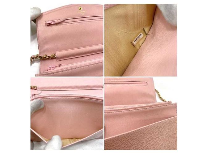 Borsa a spalla in pelle caviar rosa Chanel - vista 10