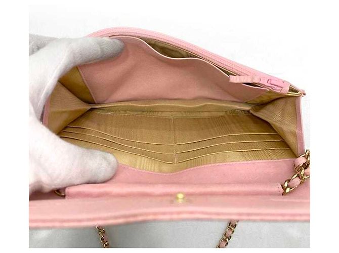 Borsa a spalla in pelle caviar rosa Chanel - vista 6