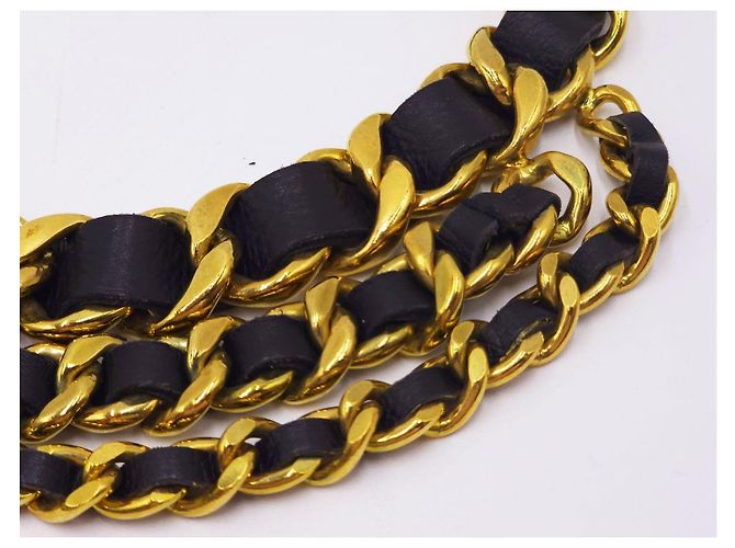 Chanel Vintage Chunky Triple Drapierte Halskette Gürtel Gold hardware - Ansicht 13