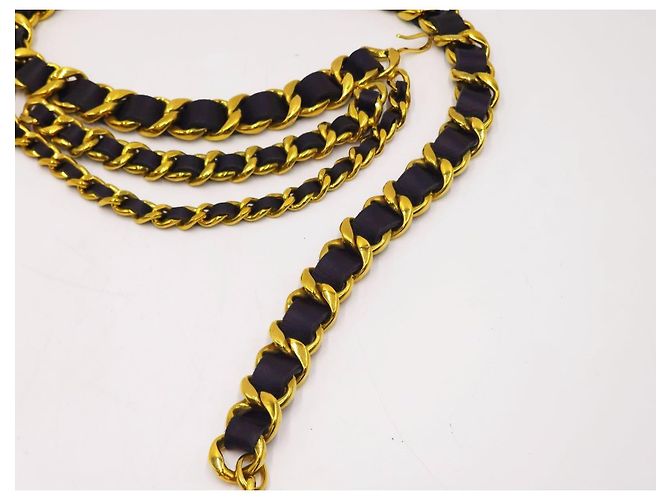 Chanel Vintage Chunky Triple Drapierte Halskette Gürtel Gold hardware - Ansicht 15