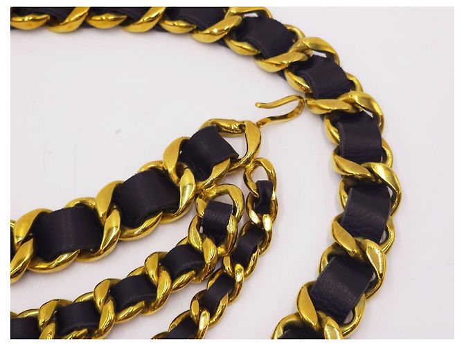 Chanel Vintage Chunky Triple Drapierte Halskette Gürtel Gold hardware - Ansicht 16