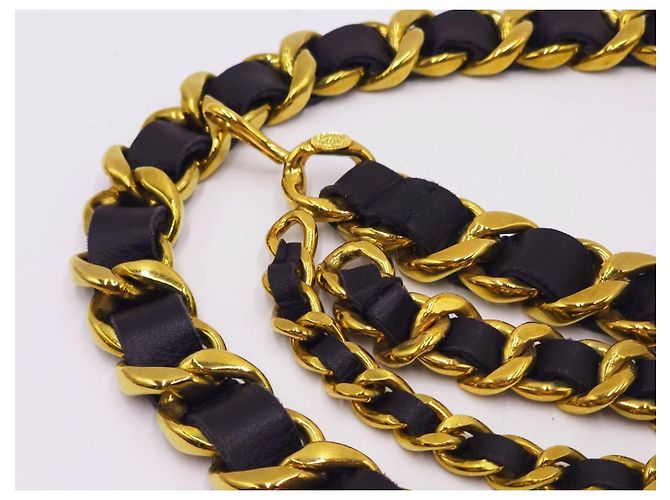 Chanel Vintage Chunky Triple Drapierte Halskette Gürtel Gold hardware - Ansicht 17