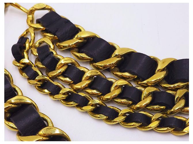 Chanel Vintage Chunky Triple Drapierte Halskette Gürtel Gold hardware - Ansicht 18