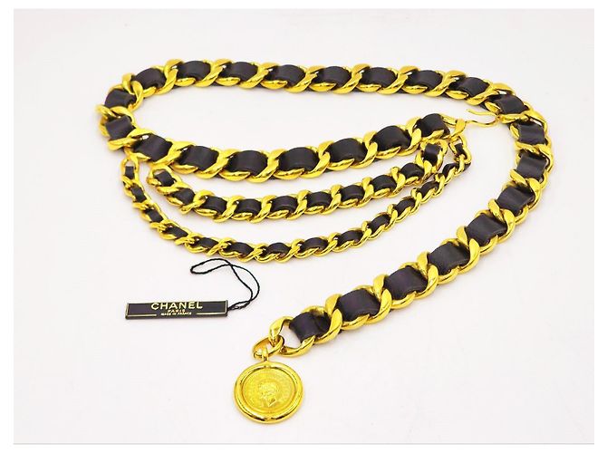 Chanel Vintage Chunky Triple Drapierte Halskette Gürtel Gold hardware - Ansicht 2