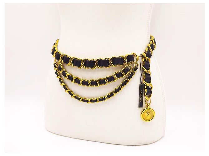 Chanel Vintage Chunky Triple Drapierte Halskette Gürtel Gold hardware - Ansicht 5