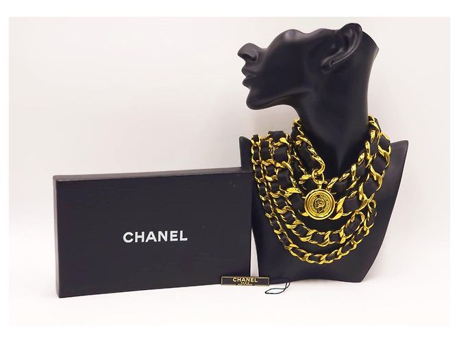 Chanel Vintage Chunky Triple Drapierte Halskette Gürtel Gold hardware - Ansicht 8