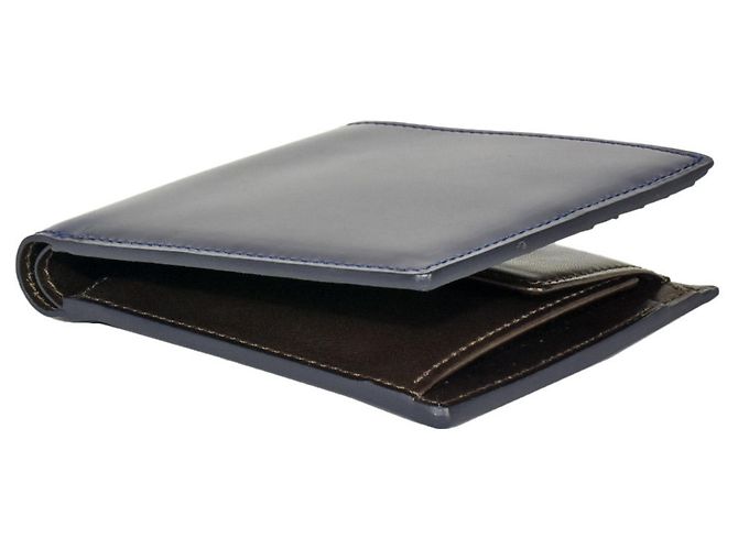 Les Prairies de Paris PRAIRIE Bi-fold Wallet in Blue Leather - view 3