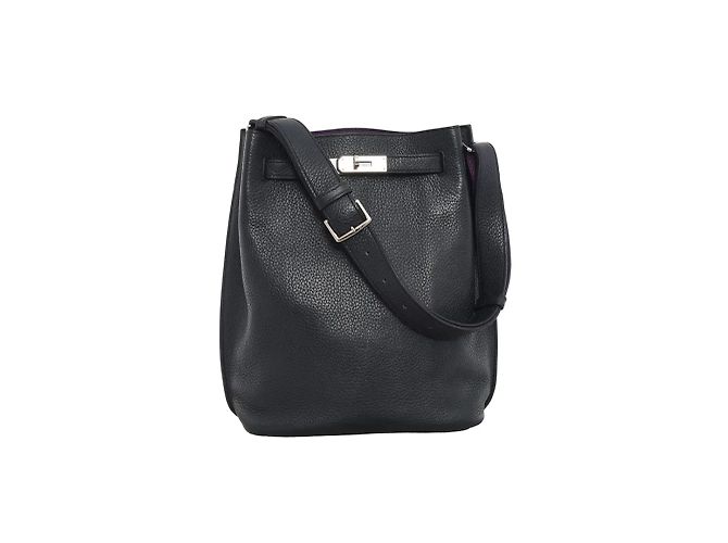 Hermès So Kelly 22 Taurillon Clemence Blu navy Viola scuro - vista 4