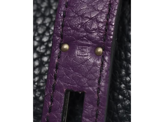 Hermès So Kelly 22 Taurillon Clemence Blu navy Viola scuro - vista 7