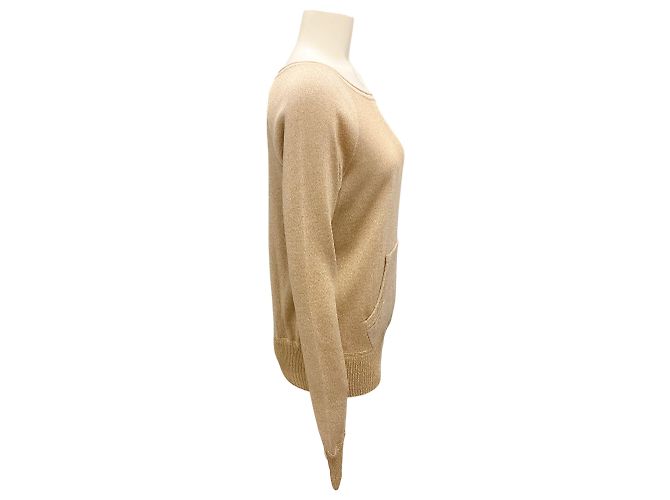 Langärmliger Rundhals-Wollstrickpullover Vionnet Gold Shimmer Golden - Ansicht 2
