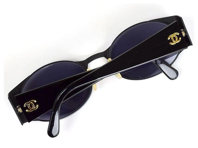 Occhiali da sole Chanel neri e dorati in plastica Nero D'oro - vista 6