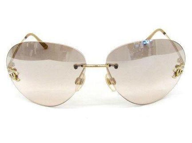 Occhiali da sole Chanel Aviator Oro Grigio Strass D'oro - vista 2