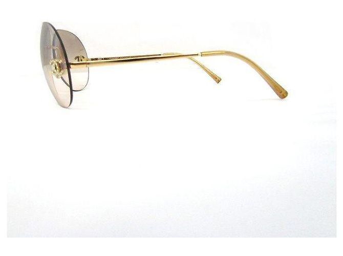 Occhiali da sole Chanel Aviator Oro Grigio Strass D'oro - vista 3
